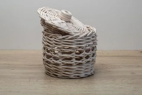 Wicker basket with lid Stock Photos