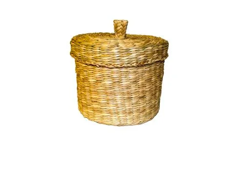 Wicker basket made of straw Stock Photos