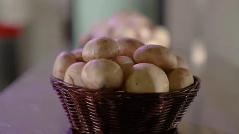 Wicker basket with mushrooms. Stock Footage 225487637
