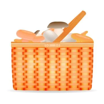 Wicker basket with mushrooms Stock Illustration