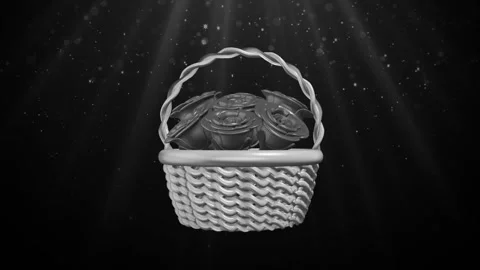 Wicker Basket with red Roses Background Loop Stock Footage 308022843