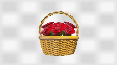 Wicker Basket with red Roses Stock Footage 308024764