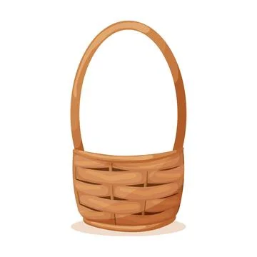 Wicker basket. Vector illustration. Cute cartoon style. Illustrazione stock