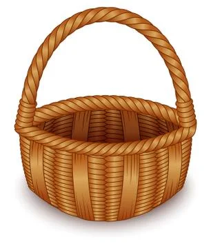 Wicker basket on white background Stock Illustration