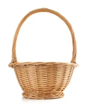 Wicker basket on white background Stock Photos