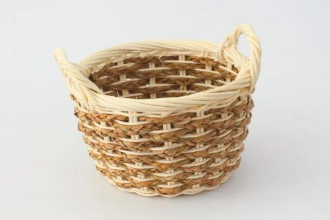Wicker basket with white background. Stock-Fotos