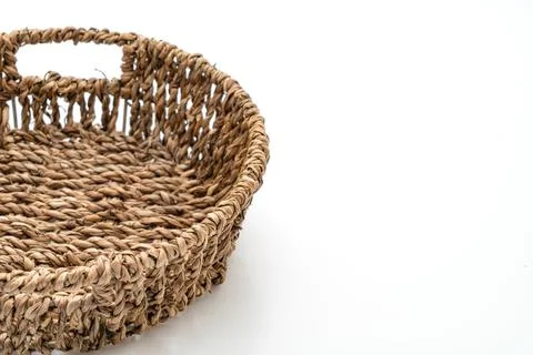 Wicker basket on white background Stock Photos