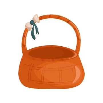 Wicker basket on white background. Vector illustration Basket in rustic aesth Stock Illustration