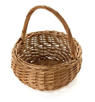 Wicker basket on white Stock Photos