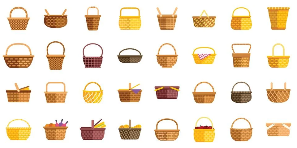 Wicker baskets collection showing different styles and sizes Illustration