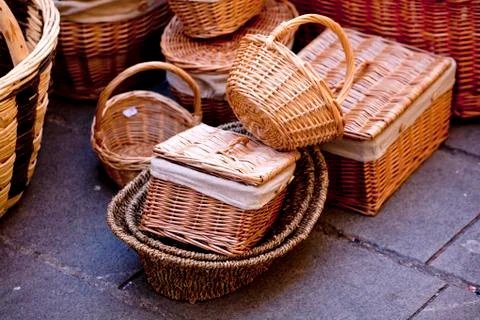 Wicker baskets 스톡 사진