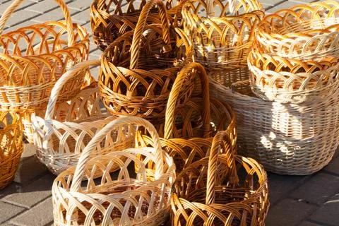 Wicker baskets from the vine Stock Photos