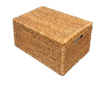 Wicker box isolated on white Stock Photos