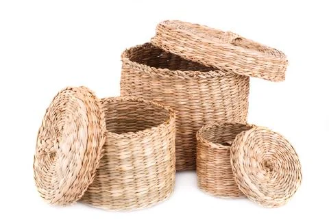 Wicker boxes Stock Photos