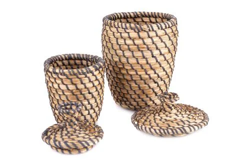 Wicker boxes Stock-Fotos