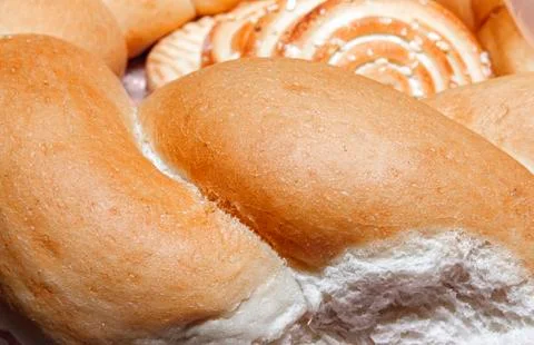 Wicker bread and biscuits Stock Photos