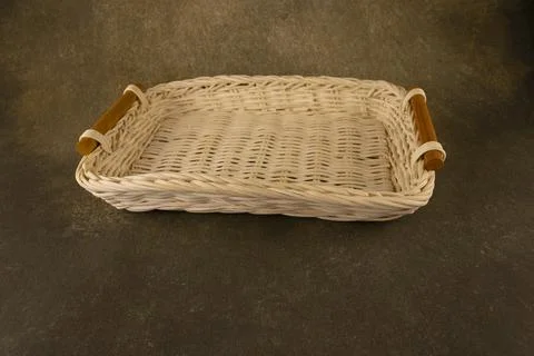 Wicker bread basket tray Stock Photos