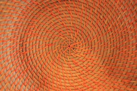 Wicker circle background made of straw Photos