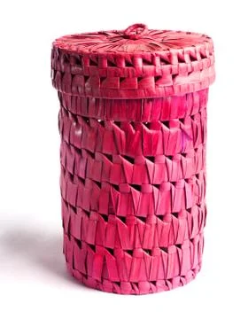 Wicker color box on white background Stock Photos
