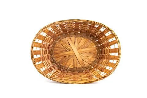 Wicker fruit baskets isolated on white background Stock Photos
