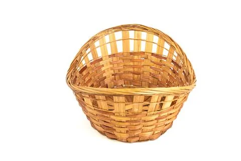 Wicker fruit baskets isolated on white background Stock Photos