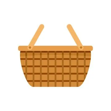 Wicker hamper icon flat isolated Illustration