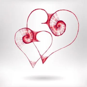 Wicker hearts - vector illustration Ilustração Stock