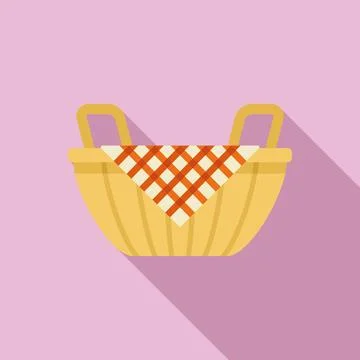 Wicker icon flat vector. Picnic basket Stock Illustration