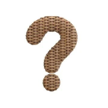 Wicker interrogation point - 3d rattan symbol - Suitable for Decoration, desi Stock Illustration