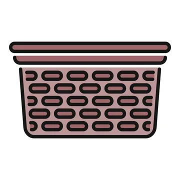 Wicker laundry basket flat vector icon design Stock Illustration