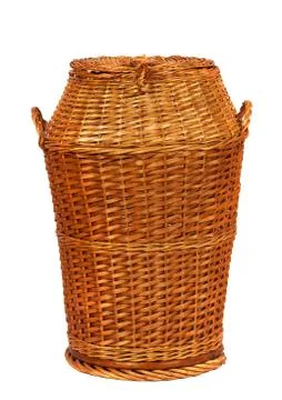 Wicker laundry basket Stock Photos