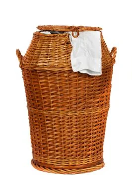 Wicker laundry basket Stock Photos