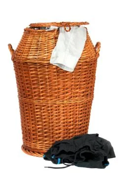 Wicker laundry basket Stock Photos