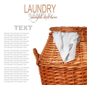 Wicker laundry basket Stock Photos