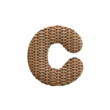 Wicker letter C - Lowercase 3d rattan font - Suitable for Decoration, design Stock Illustration