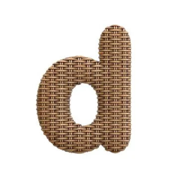 Wicker letter D - Lowercase 3d rattan font - Suitable for Decoration, design Stock Illustration