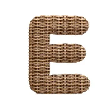 Wicker letter E - Capital 3d rattan font - suitable for Decoration, design or Stock Illustration