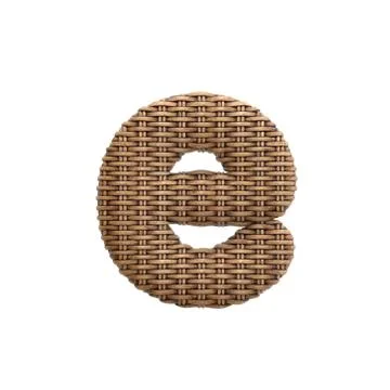 Wicker letter E - Lower-case 3d rattan font - Suitable for Decoration, design Stock Illustration
