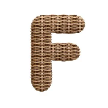 Wicker letter F - Upper-case 3d rattan font - suitable for Decoration, design Stock Illustration