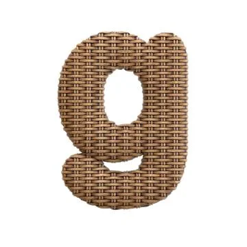 Wicker letter G - Small 3d rattan font - Suitable for Decoration, design or c Stock Illustration