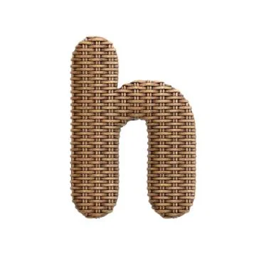 Wicker letter H - Lower-case 3d rattan font - Suitable for Decoration, design Stock Illustration