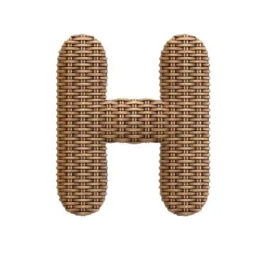Wicker letter H - Upper-case 3d rattan font - suitable for Decoration, design Stock Illustration