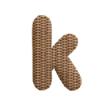 Wicker letter K - Small 3d rattan font - Suitable for Decoration, design or c Stock Illustration