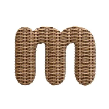 Wicker letter M - Lowercase 3d rattan font - Suitable for Decoration, design Stock Illustration