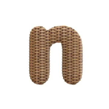 Wicker letter N - Small 3d rattan font - Suitable for Decoration, design or c Stock Illustration
