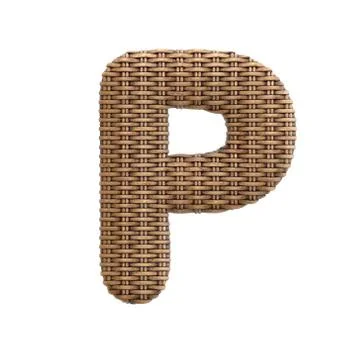 Wicker letter P - Upper-case 3d rattan font - suitable for Decoration, design Stock Illustration