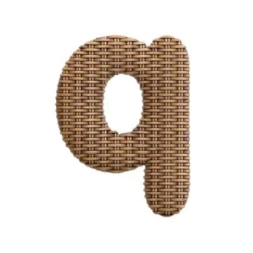 Wicker letter Q - Lower-case 3d rattan font - Suitable for Decoration, design Stock Illustration