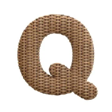 Wicker letter Q - Upper-case 3d rattan font - suitable for Decoration, design Stock-Illustration