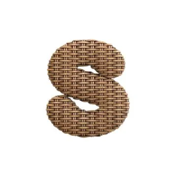 Wicker letter S - Lowercase 3d rattan font - Suitable for Decoration, design Stock Illustration