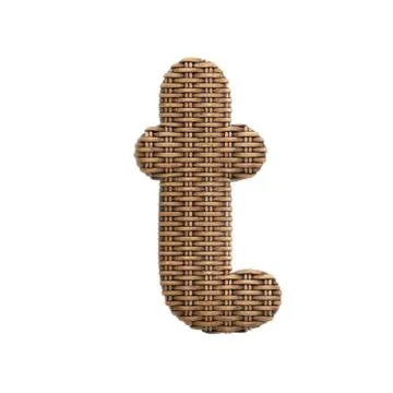 Wicker letter T - Lower-case 3d rattan font - Suitable for Decoration, design Stock Illustration